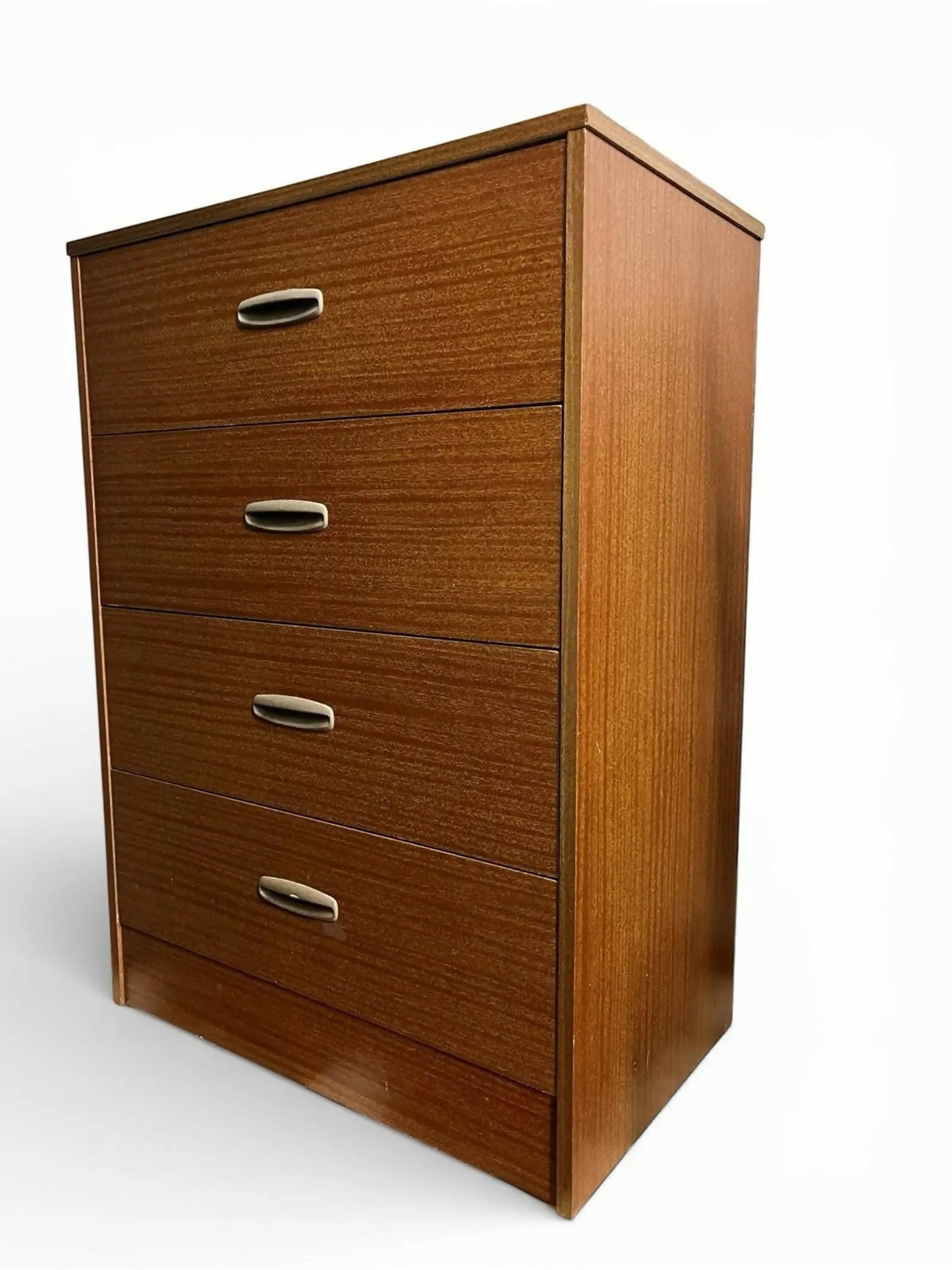 Vintage 4 Drawer Chest of Drawers by Homeworthy Mid Century Teak Effect 88cm