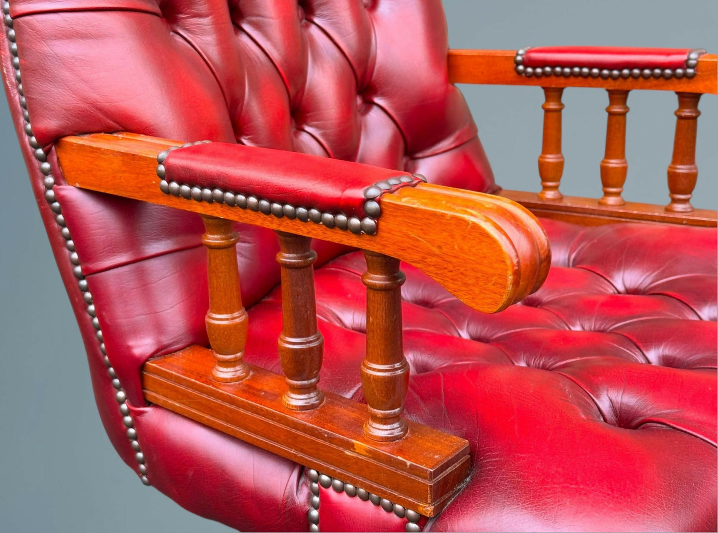 Red Leather Chesterfield Office Chair - Directors Chair