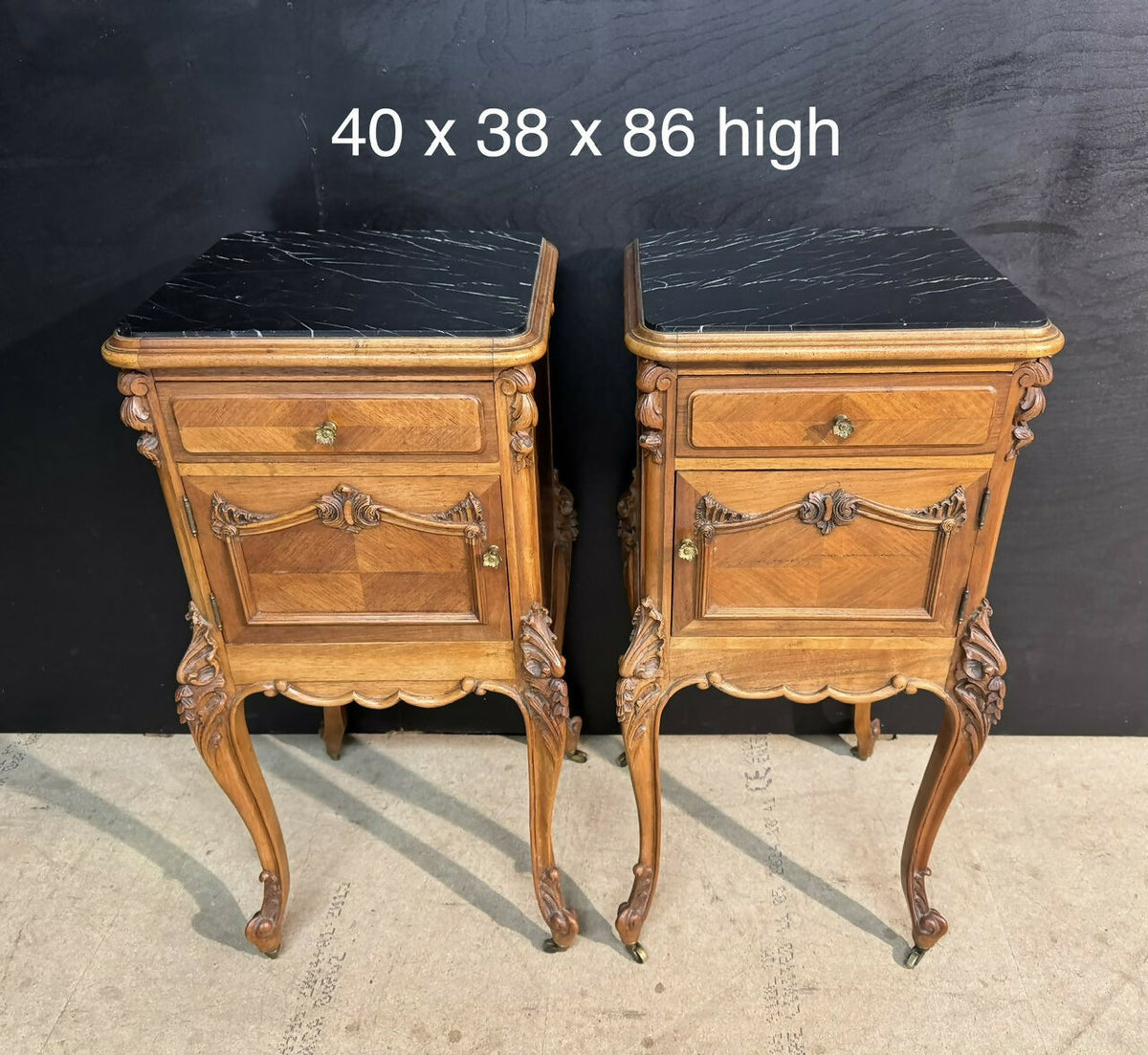 Lovely Pair French Walnut Bedside Cabinets