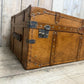 luxury tan leather coffee table trunk.