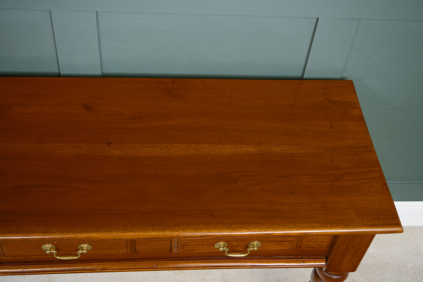 Antique Style Long Console Table - Hardwood Mahogany Finish