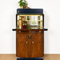 Navy Blue And Gold Art Deco Burl Walnut Cocktail Cabinet, Drinks Cabinet