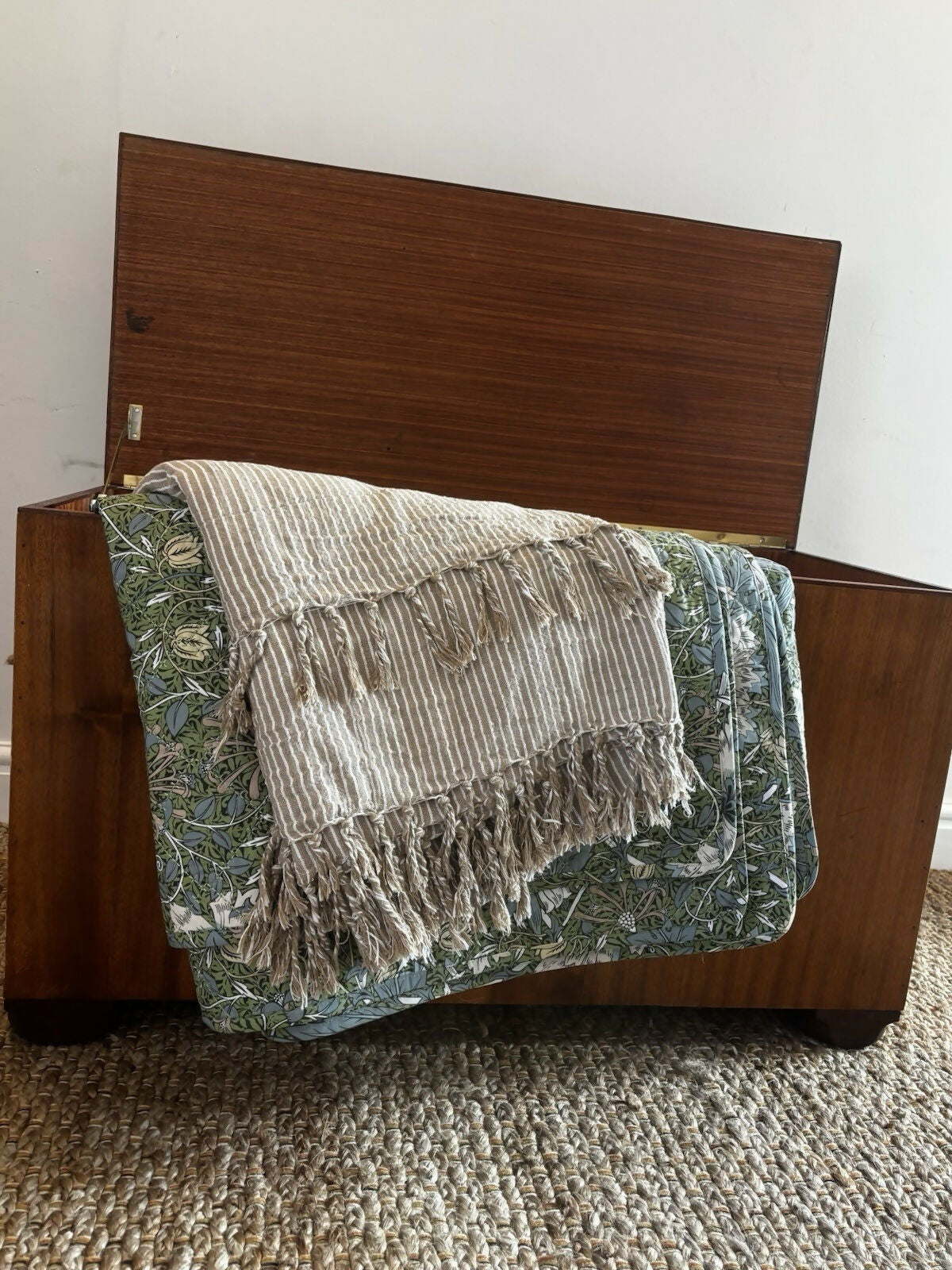 Mid Century Teak Blanket Chest Storage Box Coffee Table Danish Style Trunk 1960s