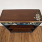 Upcycled Vintage Cabinet | Dark Navy Open Display Cabinet | Hand Painted Floral Furniture | Console Shelf
