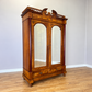 Wardrobe Antique French Style Walnut Mirrored Two Door Carved Armoire LOT 6520