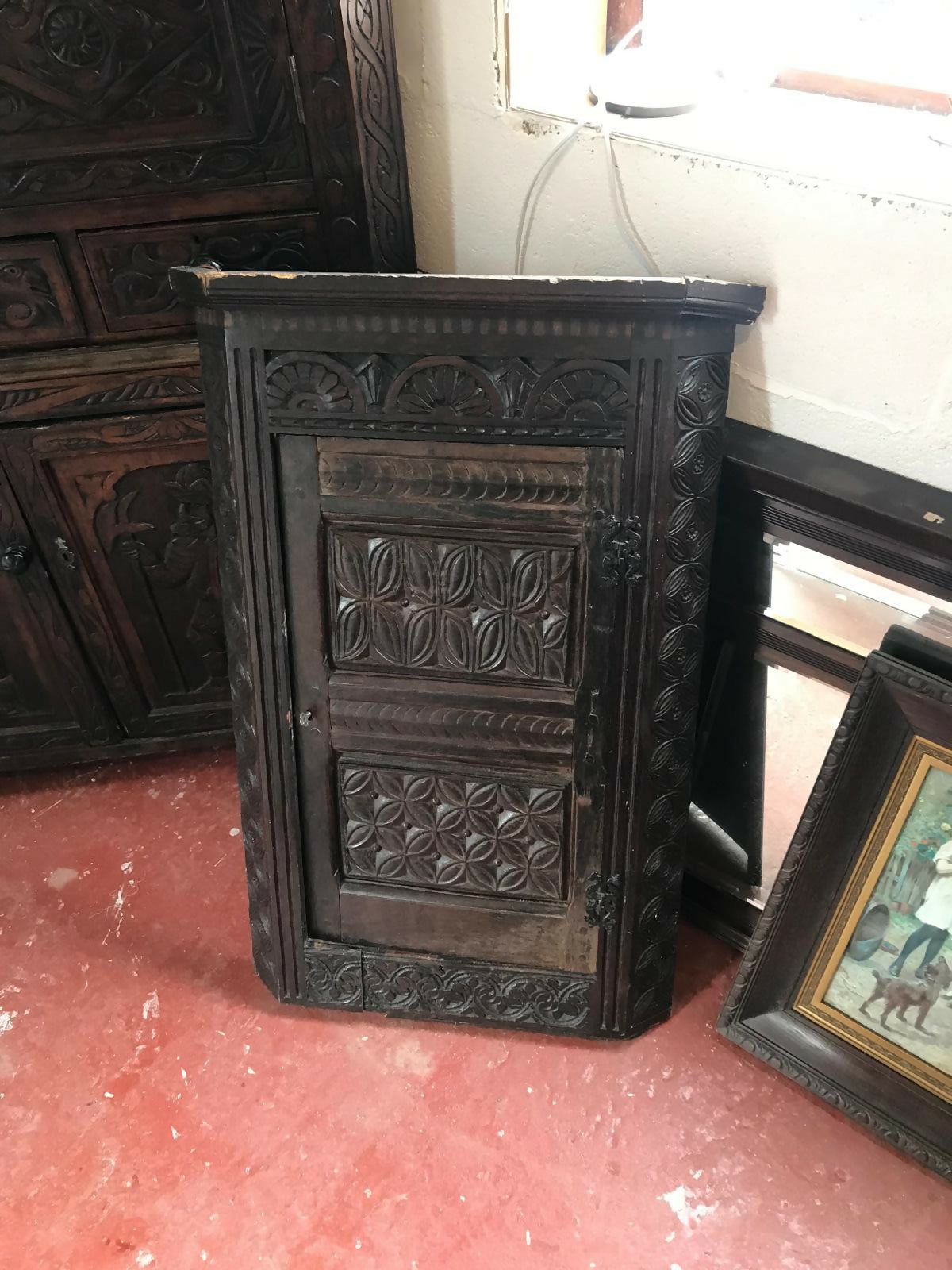 Heavily Carved Gothic Oak Cabinet Door