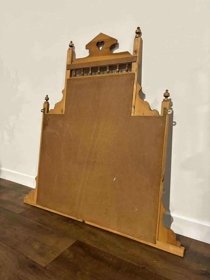 Antique Style Pine Over mantle Mirror