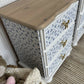 Pair of pine bedside drawers featuring floral decoupage