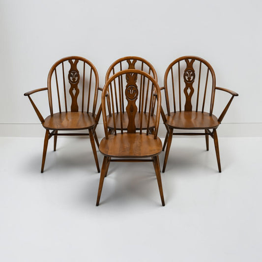 4 Ercol Windsor Fleur-De-Lyes Dining Chairs Golden Dawn Finish FREE UK Delivery*