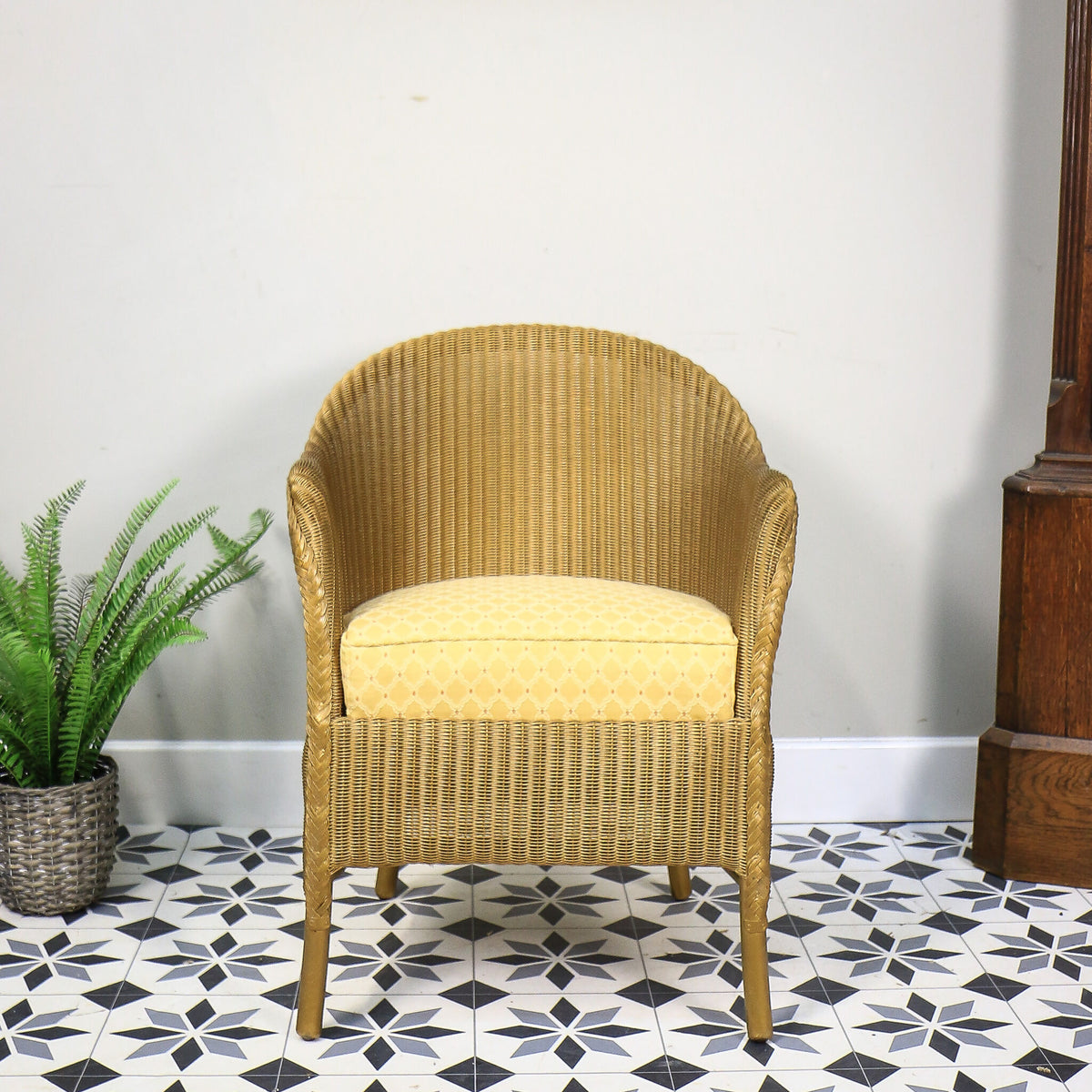 Lloyd Loom Lusty Woven Chair 1950s with Rare Sprung Seat