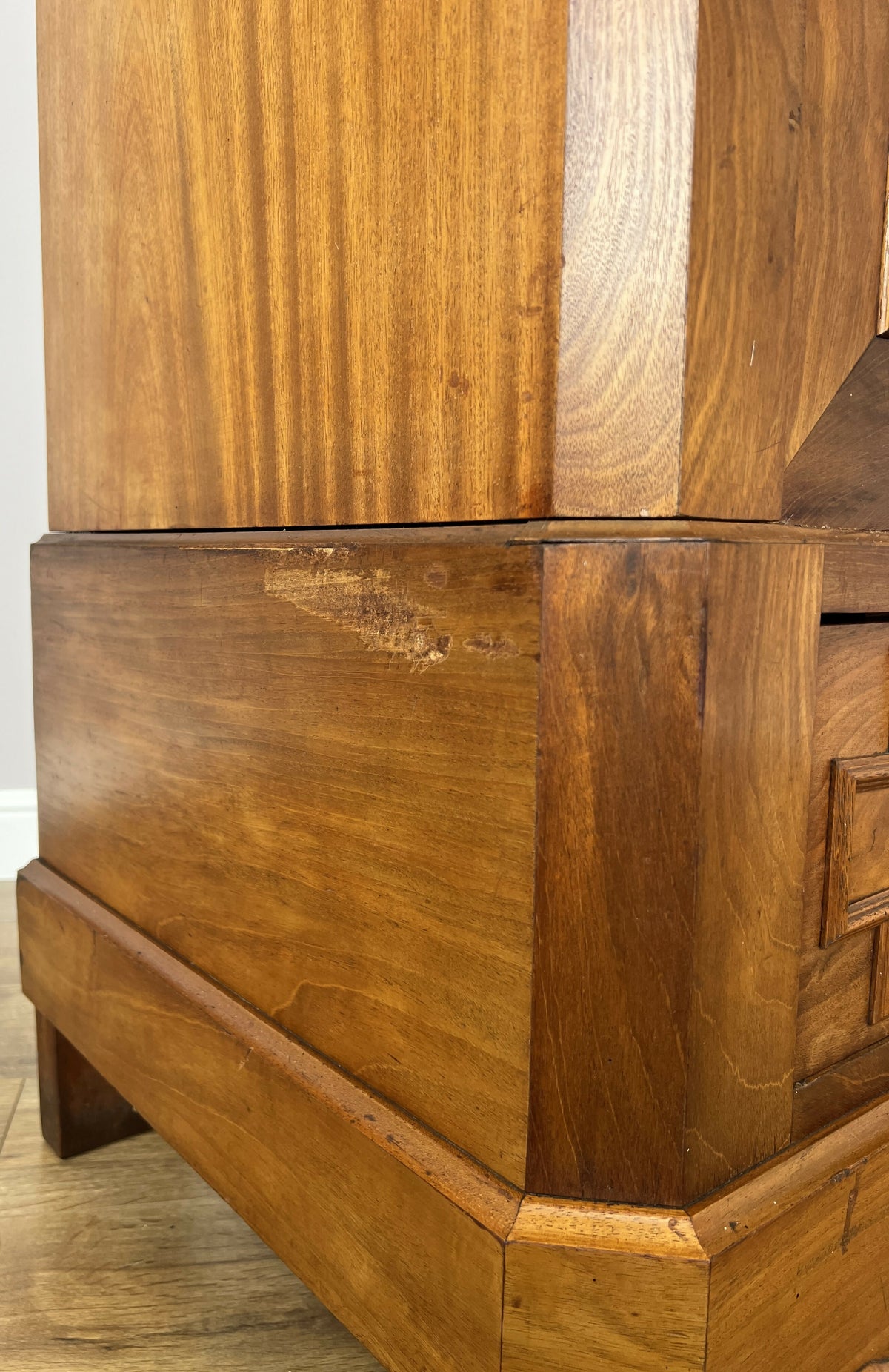 Wardrobe Antique French Walnut Burr Mirrored Storage Armoire LOT 6511