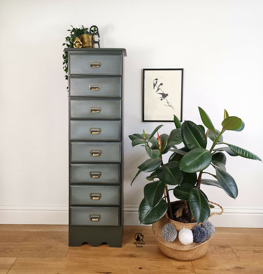 Tall Narrow Vintage Chest of Drawers Urban Industrial Style