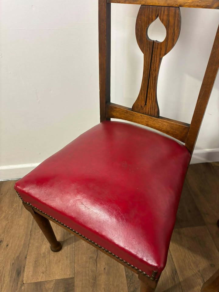 Set of Four Early 20th Century Oak Art Nouveau Dining Chairs