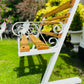 White Vintage Garden Bench Patio Seat in Oak Wrought Iron