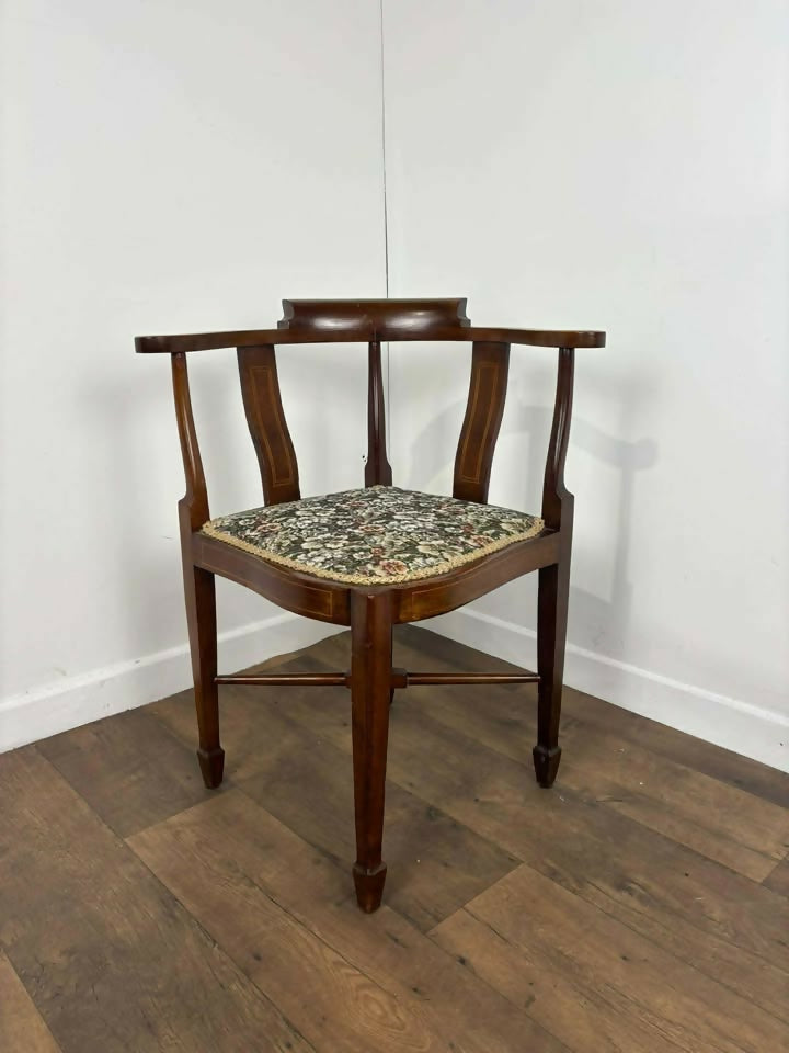 Edwardian Inlaid Mahogany Corner Chair