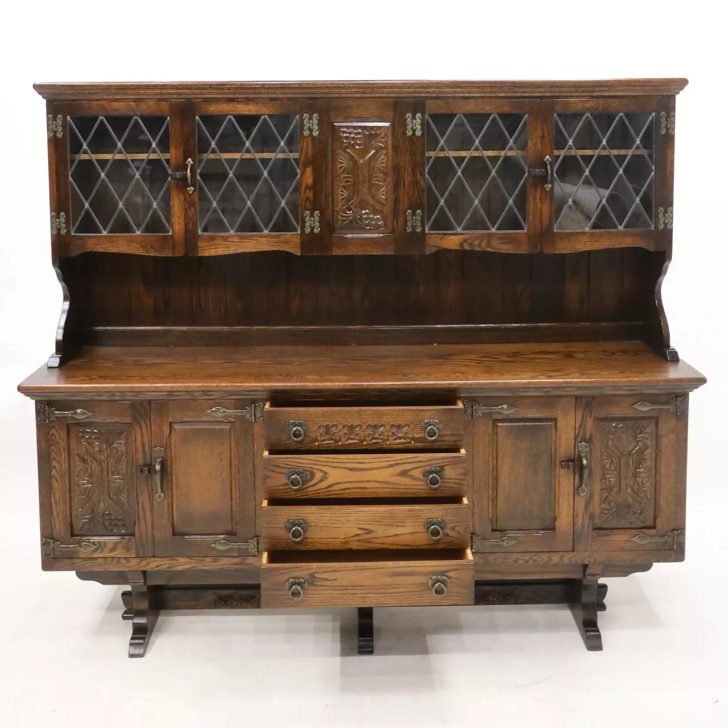 Raised Oak Dresser Cupboards Drawers Display Cabinets By Webber FREE UK Delivery