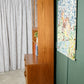 G Plan Sierra Wall Unit with Glass Doors and Green Backboard