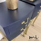 Vintage Navy Blue and Gold French Louis Style Bedside Tables, nightstands, Cabriole Legs