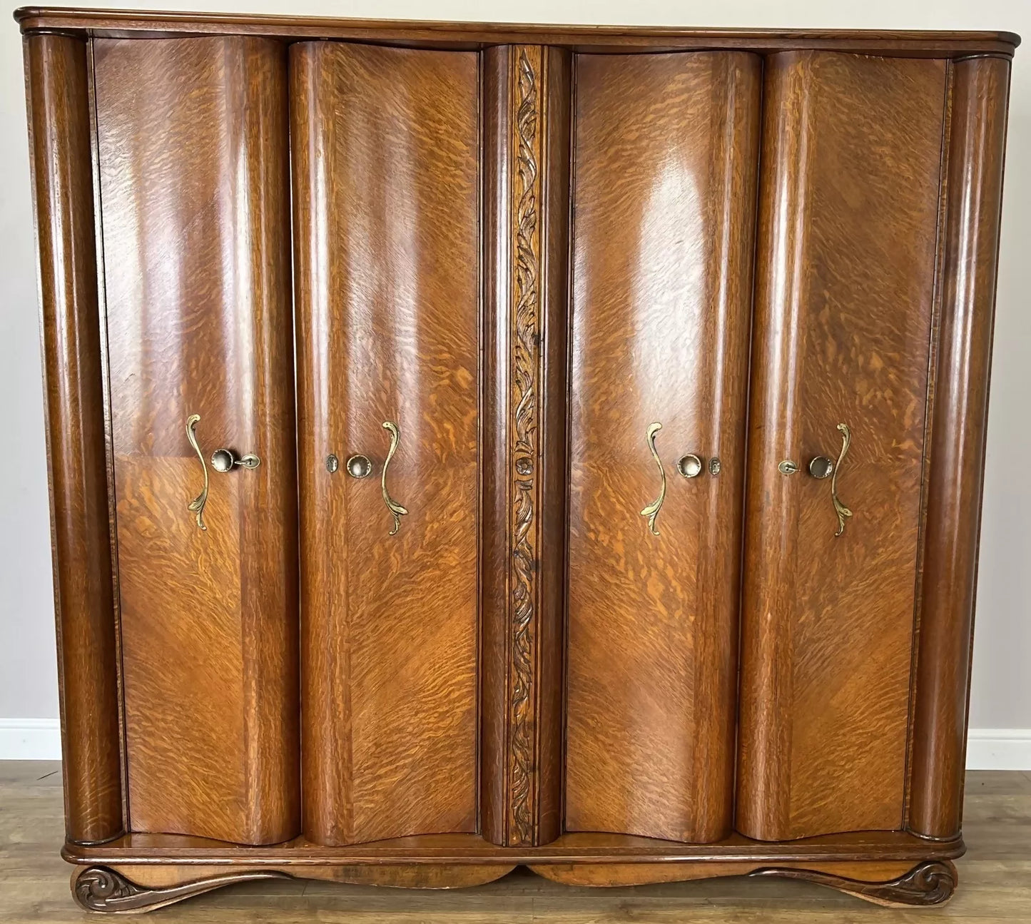 Wardrobe Vintage French Style Four Door Carved Armoire Cabinet LOT 6146