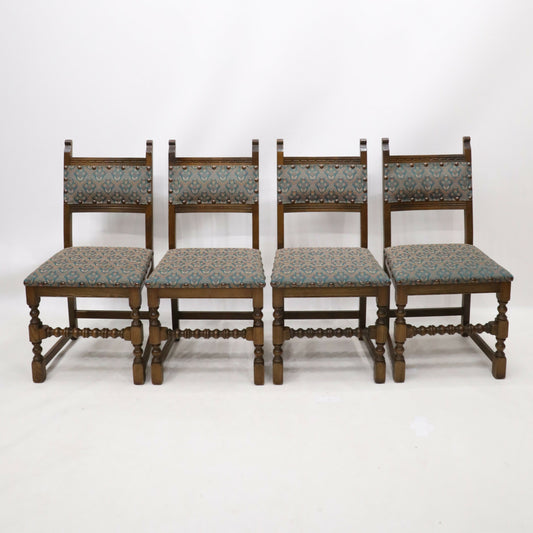 4 Old Charm Dining Chairs Light Oak Sherwood Green Upholstery FREE UK Delivery. SBR9775/0711D