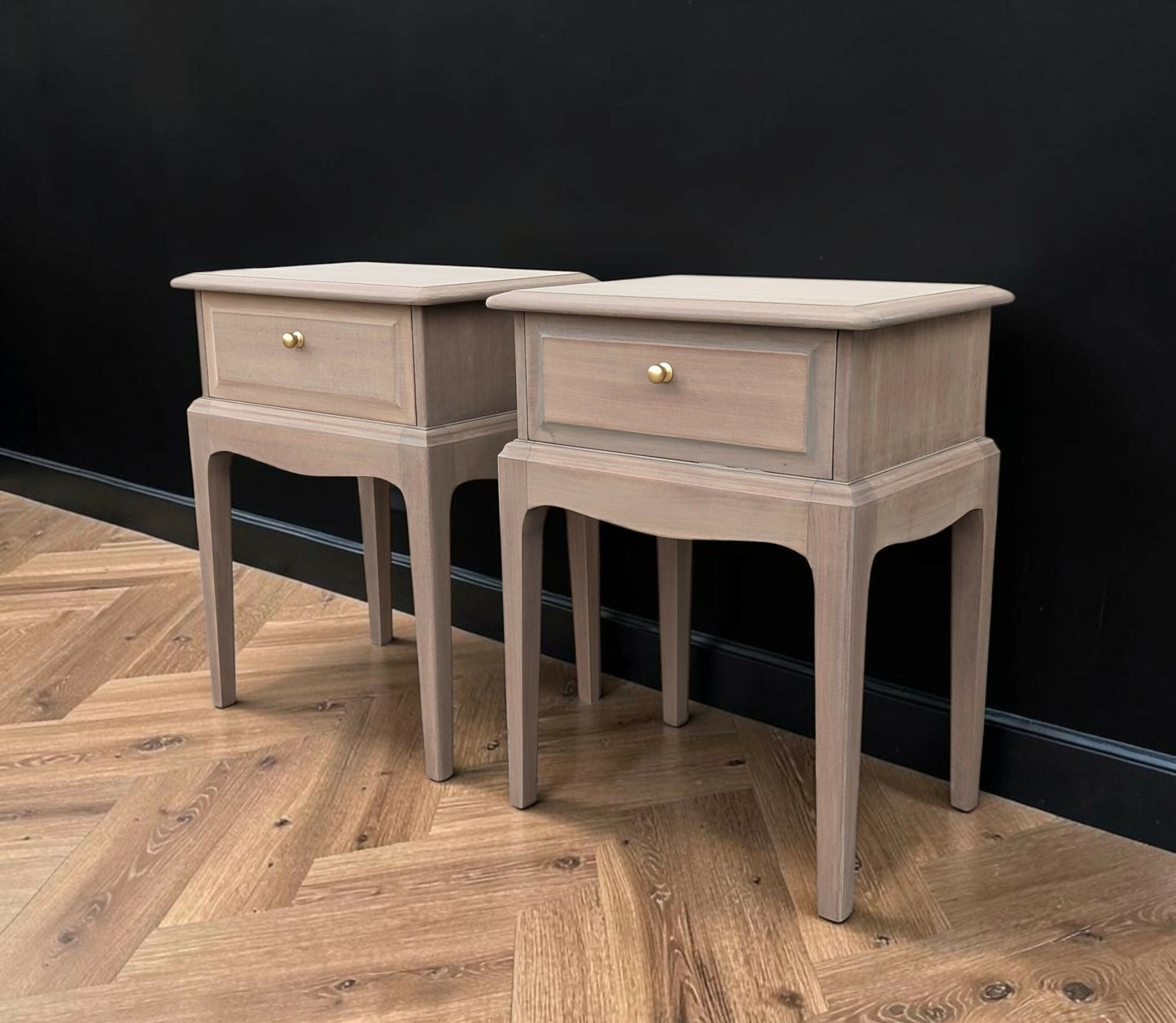Stag minstrel bedside tables natural wood restored pair bedside cabinets