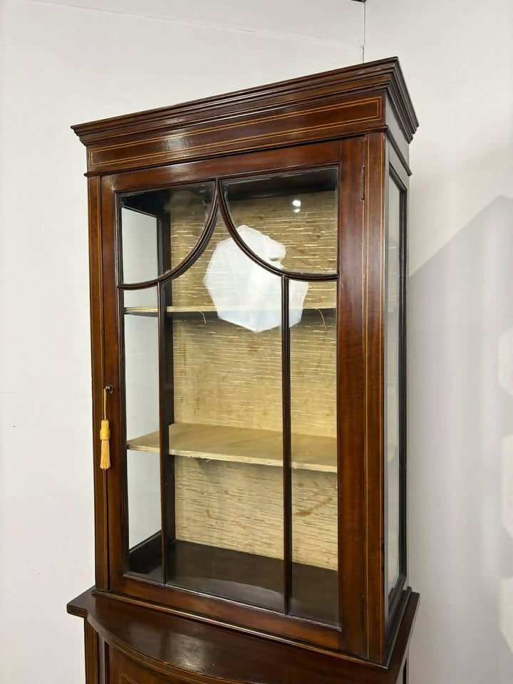Edwardian Inlaid Mahogany Narrow Display Cabinet