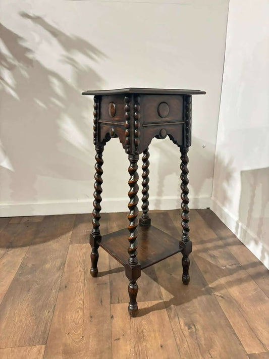 Vintage Oak Barley Twist Plant Stand