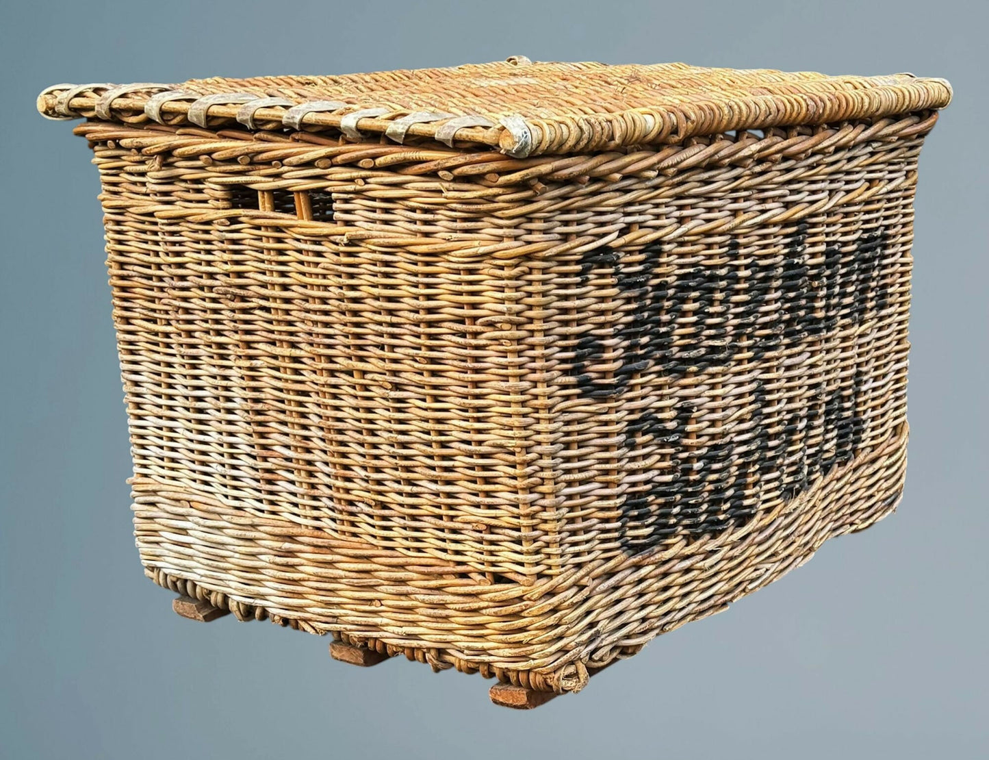 Large Antique Log Basket /Wicker Basket
