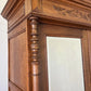 Wardrobe Antique French Oak Two Door Mirrored Carved Armoire Cabinet LOT 6153