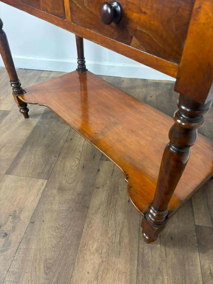 Victorian Mahogany Washstand with Two Drawers & Ceramic Bowl