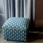Footstool Pouffe Ottoman square on 4 feet Reupholstered in a High End Belgium Linen