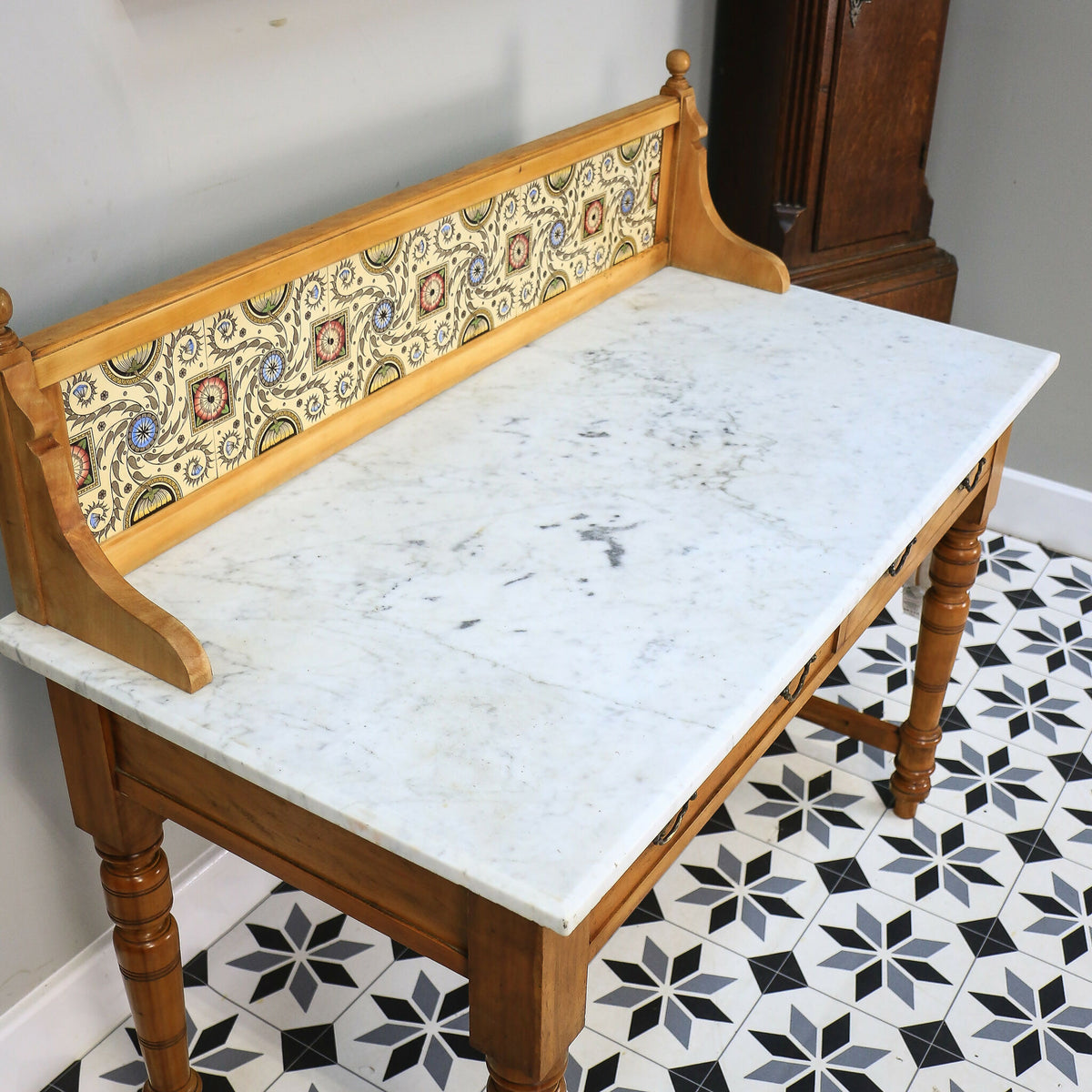 Antique Marble Top Wash Stand Side Table Kitchen Side Table