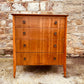 Mid-Century Teak Chest of Drawers – Vintage 4-Drawer Unit with Tapered Legs & Metal Pulls