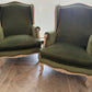 Extremely Comfortable Pair French Wing Back Arm Chairs