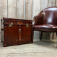 Antique Leather Luxury Campaign Style End Table Trunk Drawing Room Home Decor Furnishings
