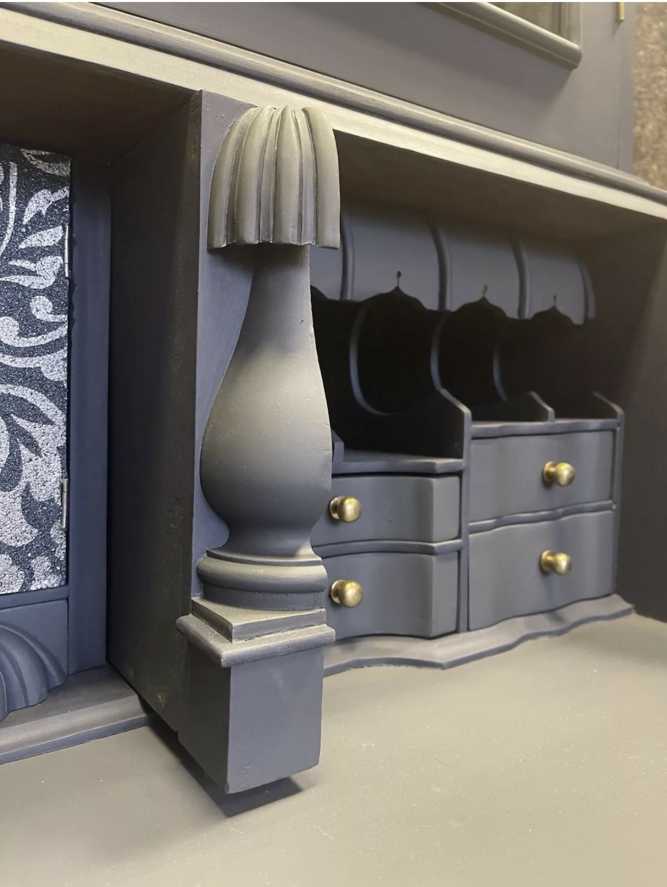 Writing Bureau with upper glass fronted Bookcsse