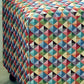 Footstool Pouffe Ottoman on castors Rescued, Restored & Reupholstered in a Modern, Geometric Fabric.