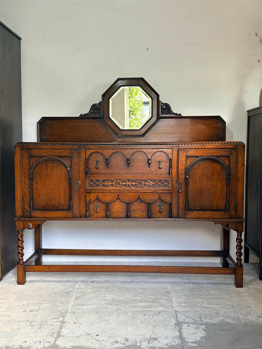 Mid century retro vintage oak sideboard barley twist