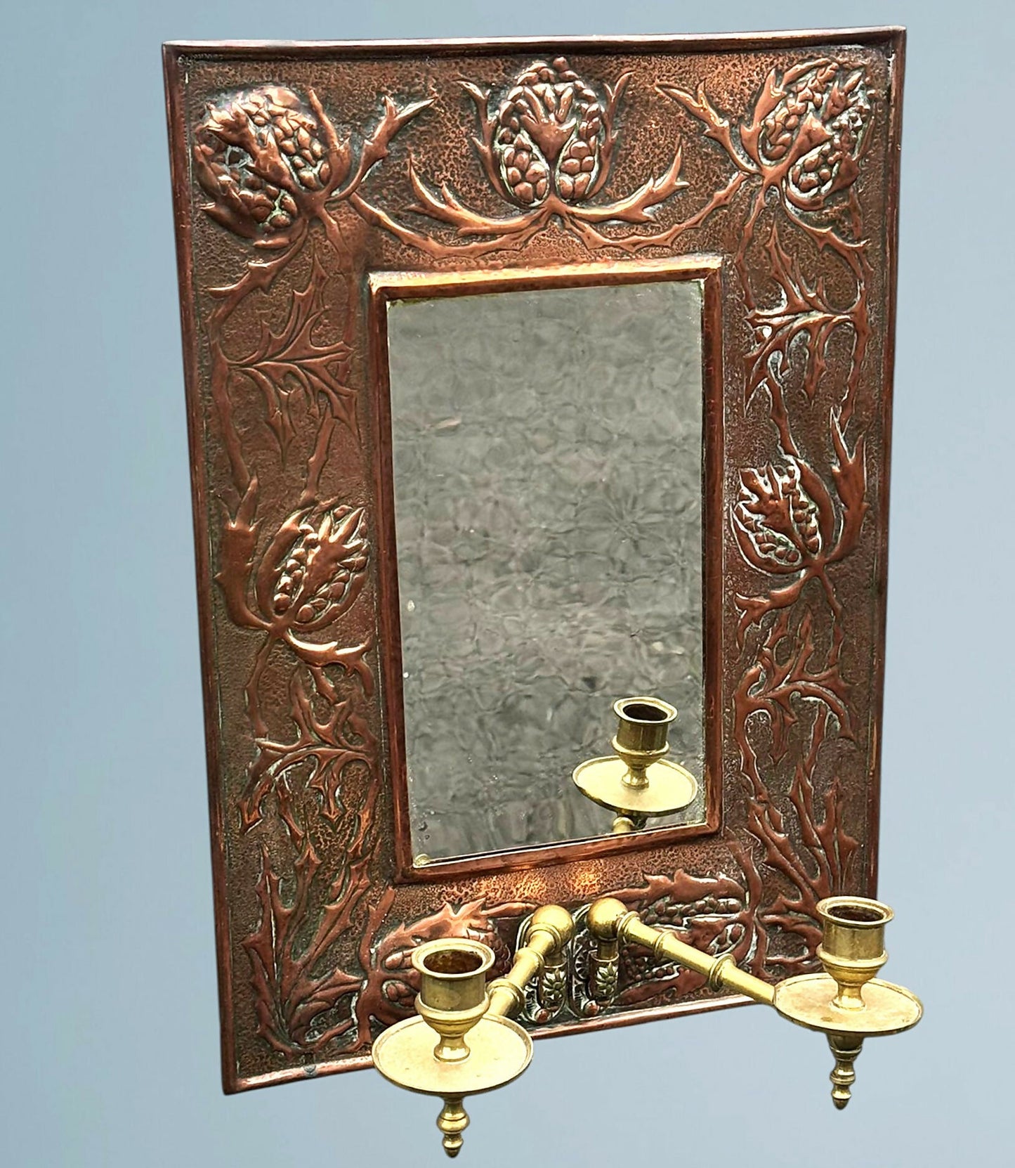 Art Nouveau Copper and Brass Mirror