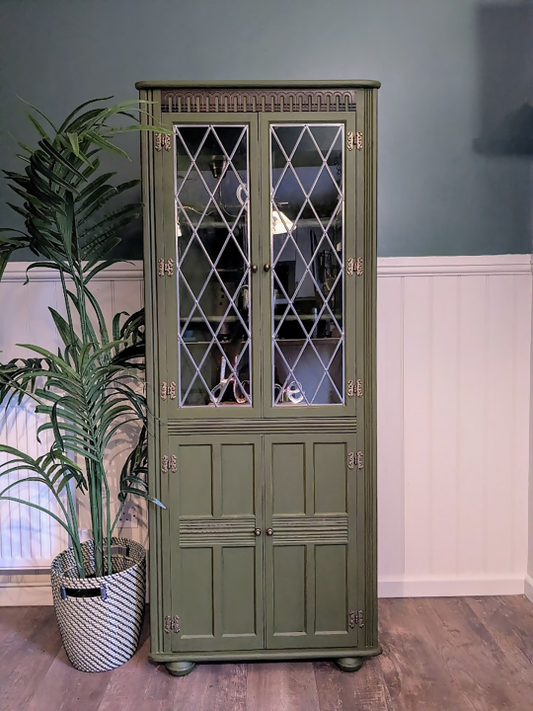 Upcycled Green Corner Cabinet R12021