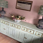 Sage Green Upcycled Sideboard, Gold Accents, Sustainable Decor