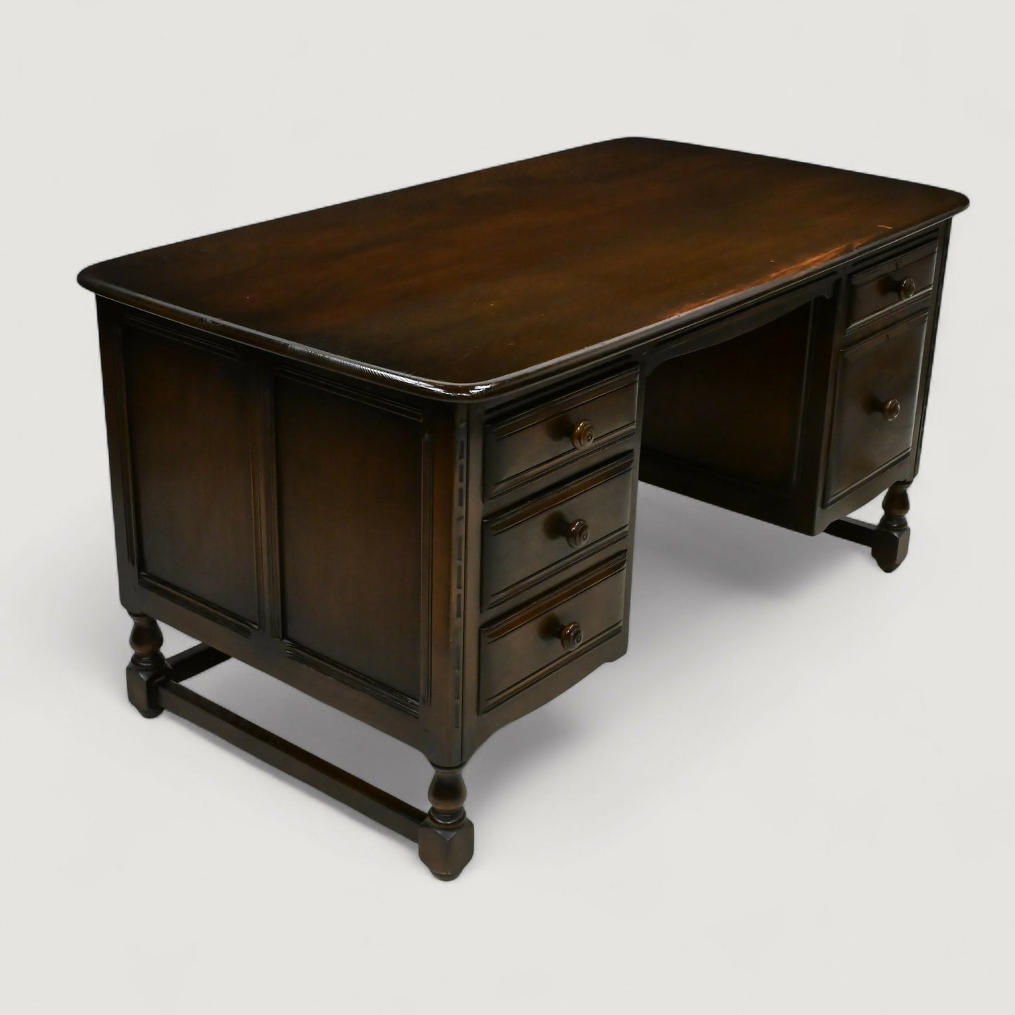 Ercol Pedestal Desk 5 Drawers File Drawer Old Colonial Dark FREE UK Delivery*. SBR10874/2908E