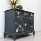 Vintage Stag Minstrel Chest of Drawers – Dark Grey with Botanical Bird Design
