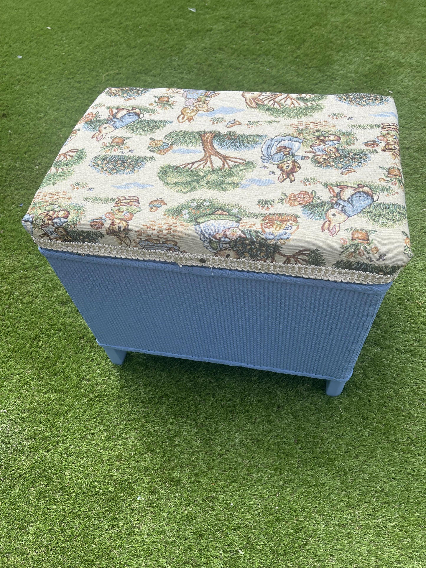 Peter Rabbit bijou Ottoman - blue paint foam and interliner all new