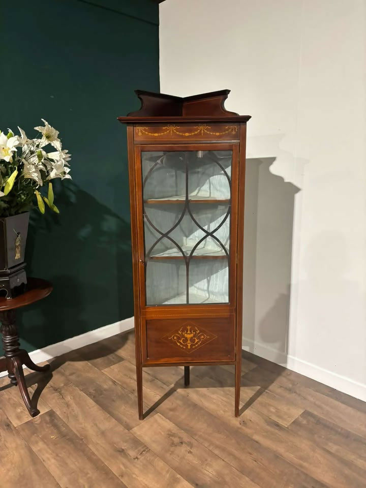 Edwardian Mahogany Inlaid Corner Display Cabinet6