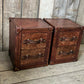 Bespoke English vintage bedside cabinets - custom wood framed - luxury hand dyed leather nightstands