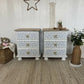 Pair of pine bedside drawers featuring floral decoupage