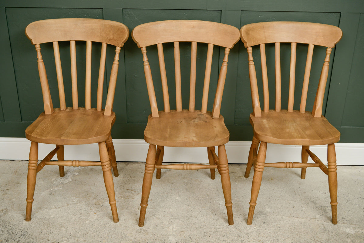 6 Rustic Farmhouse Dining Chairs - Beech - Etak Riahc
