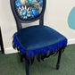 Bespoke Vintage Blue Bird Chair. One of a Kind Velvet and Feather Detailing. Artist Designed Chair