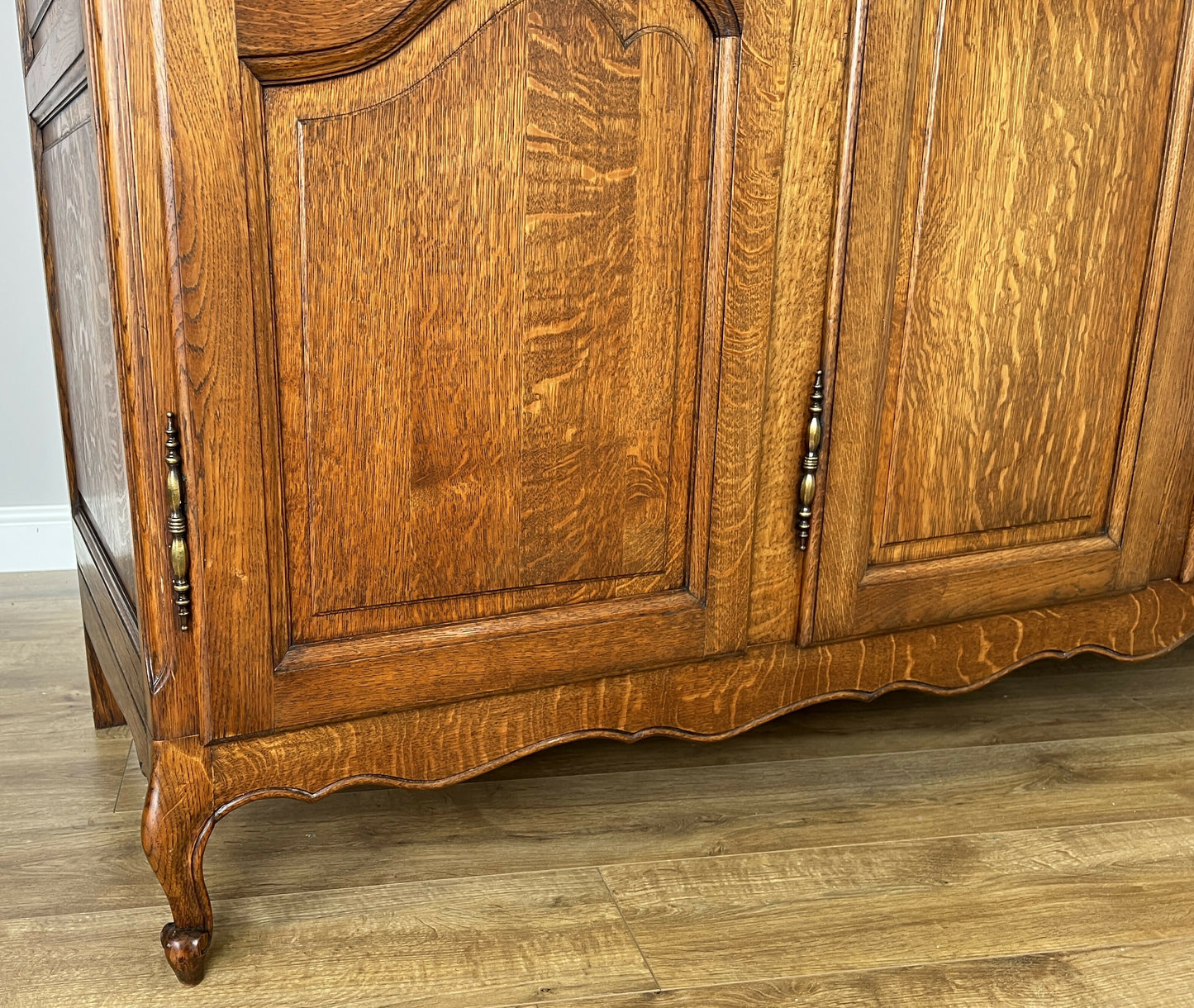 Wardrobe Vintage French Louis XVI Style Oak Four Door Carved Armoire LOT 6105
